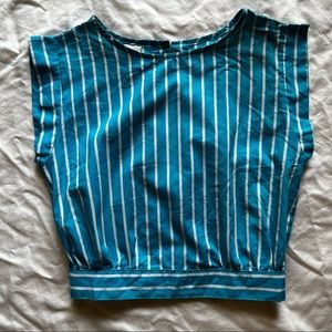 SOLD vintage 80s blue stripe crop tank